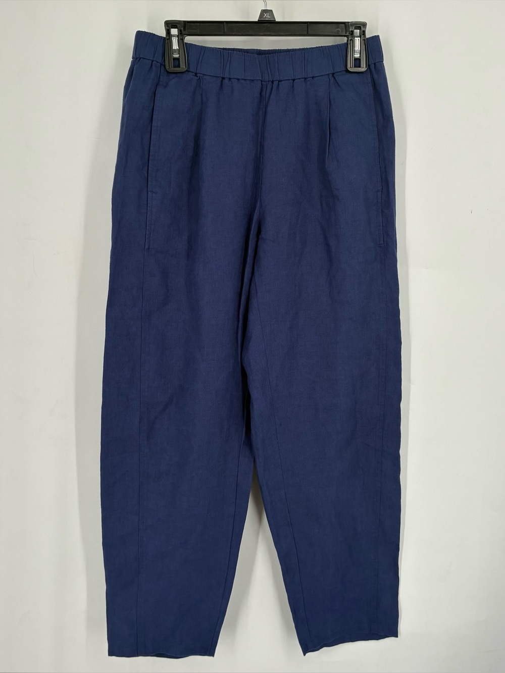 Eileen Fisher XS Organic Linen Navy Blue Wide Baggy Pants Coastal Beach Vaca